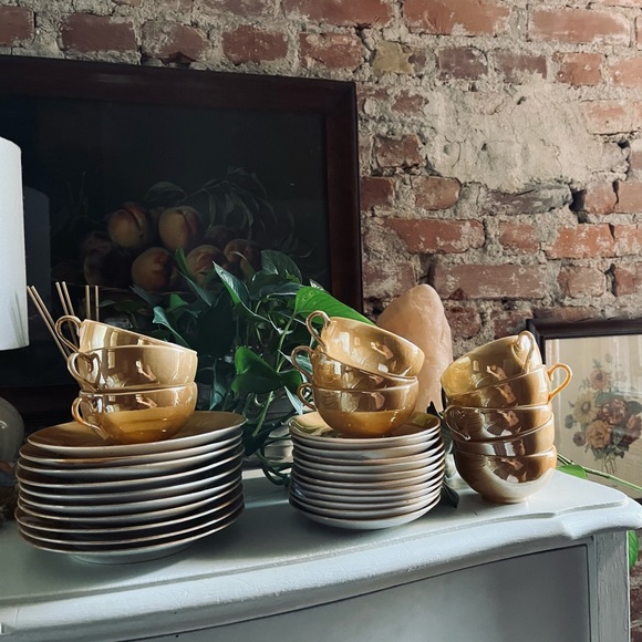 Vintage Other - Vintage Lusterware Teacup & Desert Plate Set of 10 Made in Japan Gold